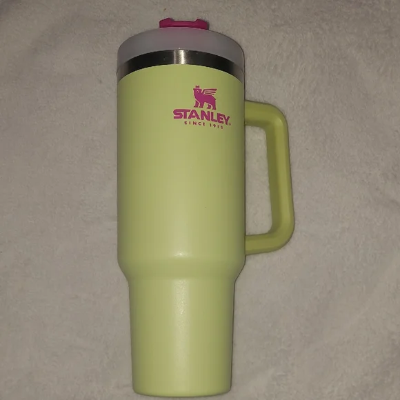 Stanley 40 Oz. Neon Green Travel Mug with Pink Accents - Picture 1 of 8